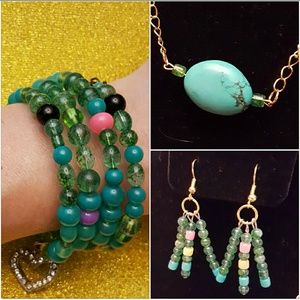 Handcraft glass bead necklace/bracelet/earring set